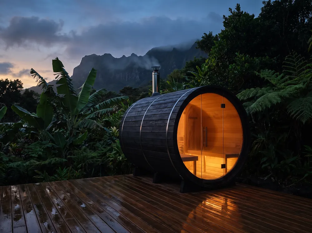 Sauna Barrel Outdoor — Di luar, di kebun Bandung